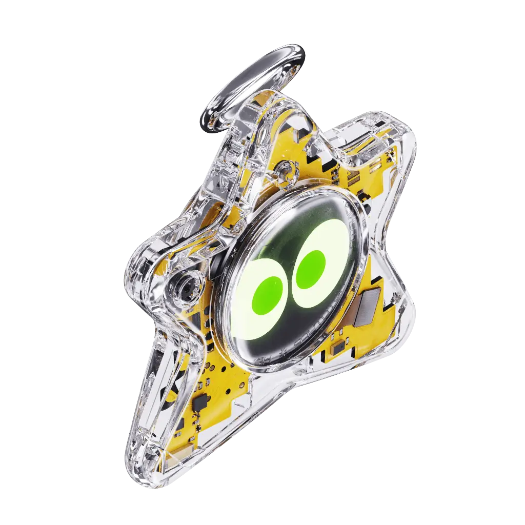 Oneira Crystal edition awake with an expressive lit face — transparent concept render