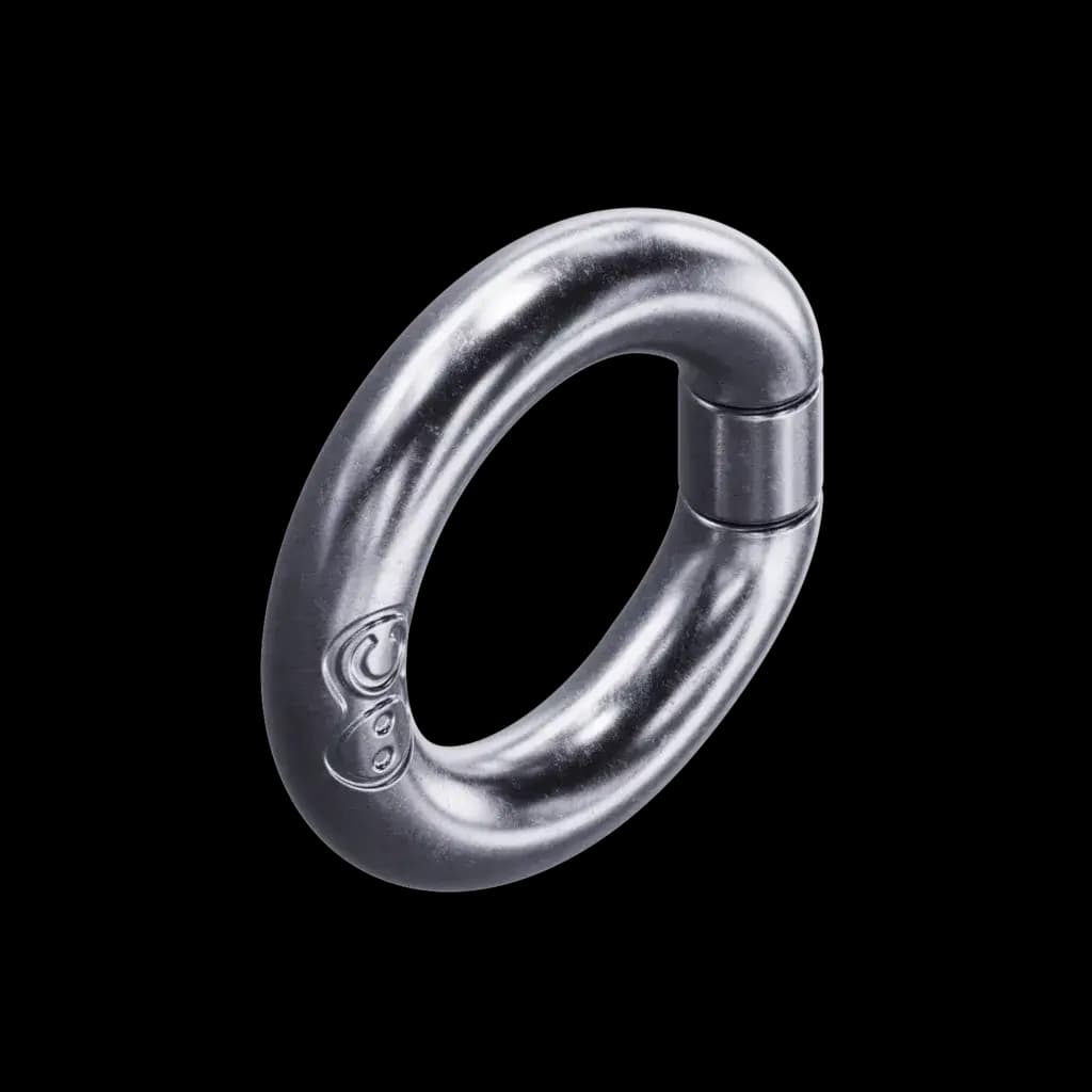 Oneira carabiner carry accessory in chrome — concept render, not included with preorders