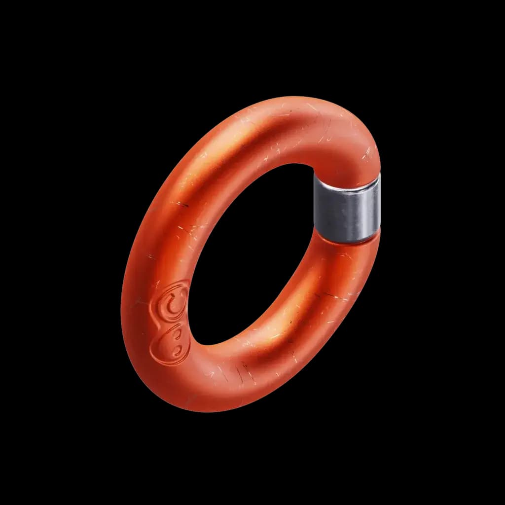 Oneira carabiner carry accessory in safety orange — concept render, not included with preorders
